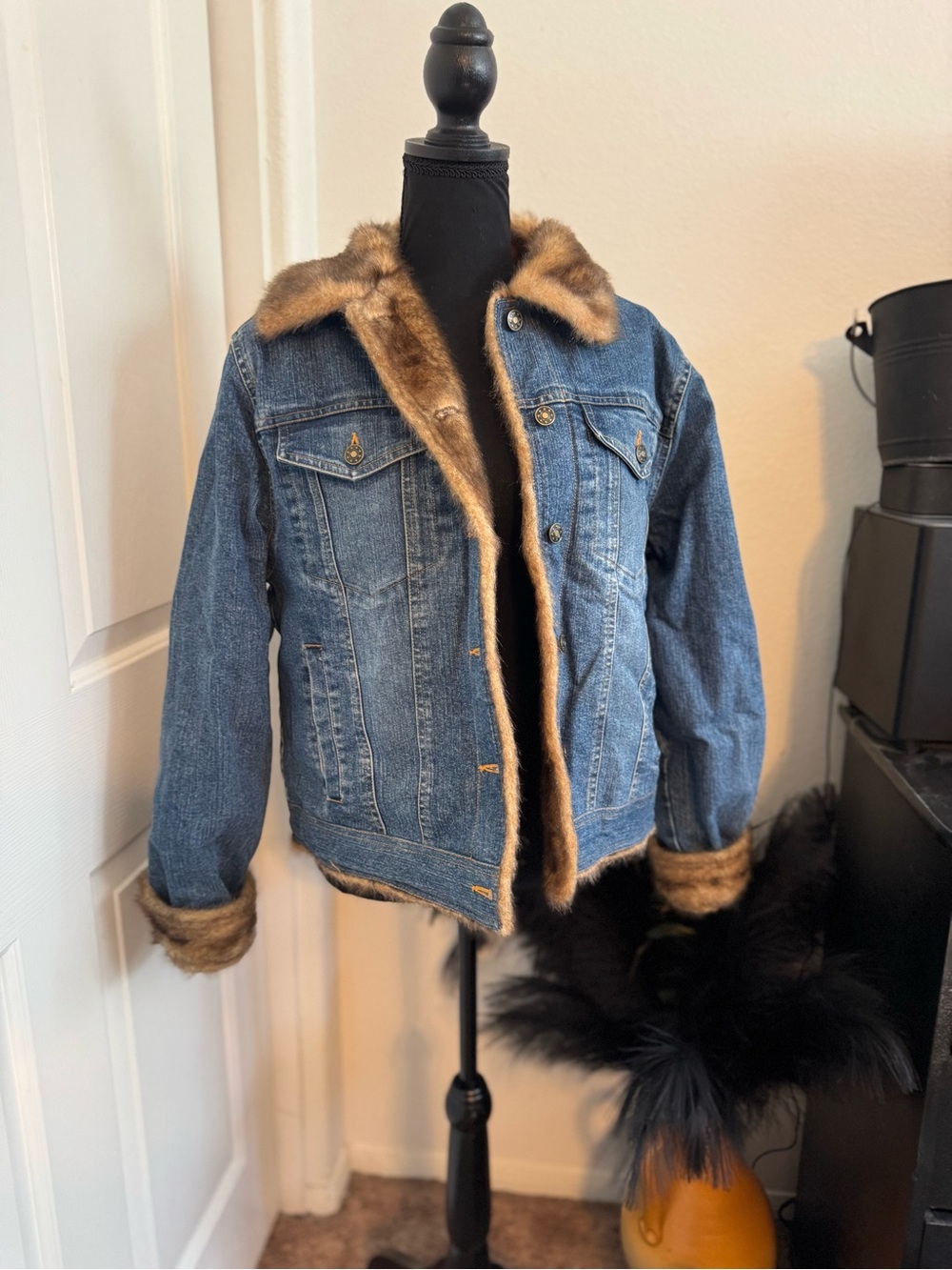 Marvin Richards Brown Faux Fur Collar Jacket
